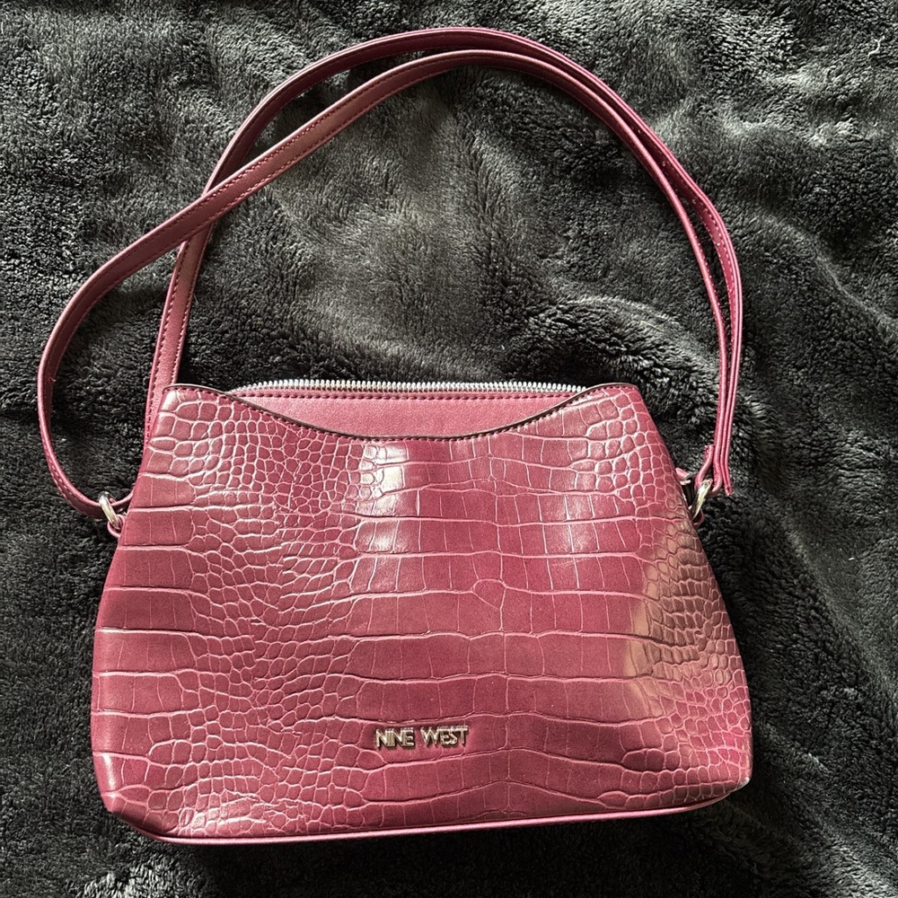 Nine West Croc-Embossed Shoulder Bag